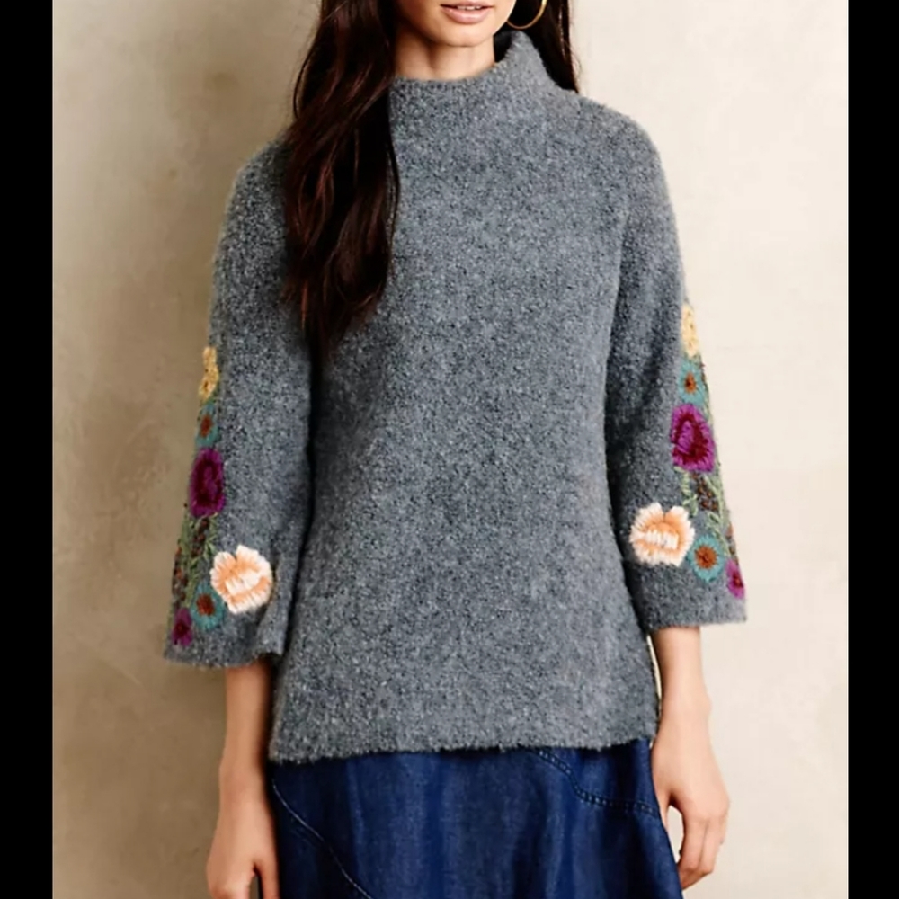 Anthropologie Sleeping on Snow Rosevine Tunic Floral size Medium